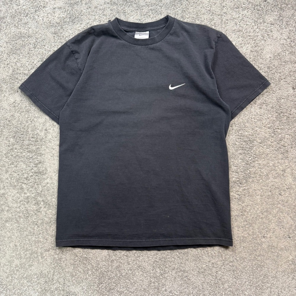 Nike Embroidered Swoosh T-Shirt Faded Black Size Medium Vintage